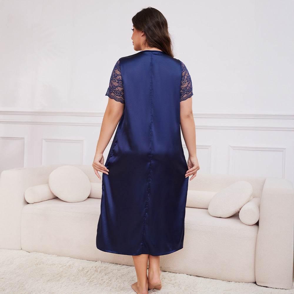 Buycenter Ice Silk Short Sleeve Nightdress - Loose Casual Homewear for Ladies - Buy Center