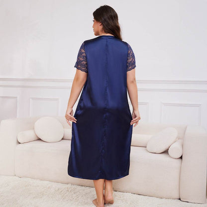 Buycenter Ice Silk Short Sleeve Nightdress - Loose Casual Homewear for Ladies - Buy Center