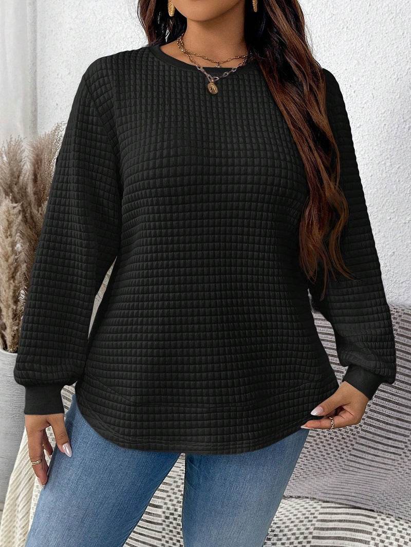 Women's Casual Pullover Sweater - Solid Color Plaid, Sizes XL to 5XL - Buy Center