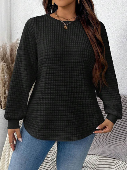 Women's Casual Pullover Sweater - Solid Color Plaid, Sizes XL to 5XL - Buy Center