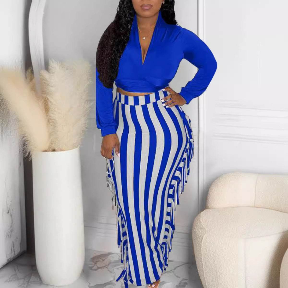 Buycenter Women's Lace-up Tassel Suit Skirt - Stylish Mid-Length Outfit - Buy Center