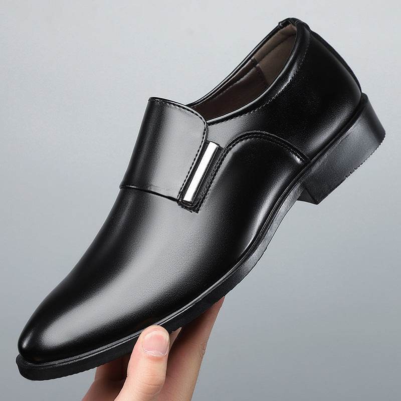 Men's Pointed-Toe Leather Shoes - Slip-On, Stylish Formal Business Wear - Buy Center