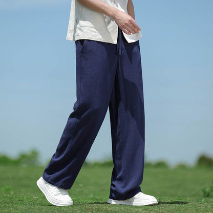 Buycenter Men's Casual Trousers - Loose Straight Fit for Spring & Summer - Buy Center