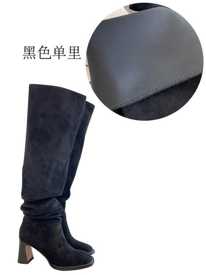 High Leg Heel Riding Boots - Stylish Cowhide with Durable TPR Sole - Buy Center