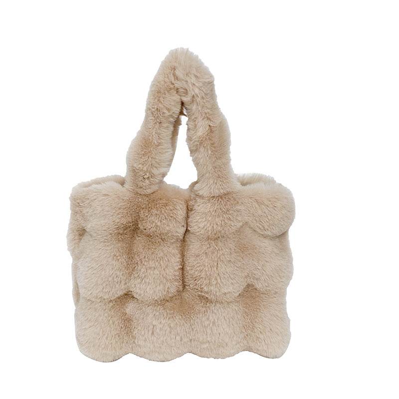 Ladies Plush Tote Bag - Stylish Large Capacity Shoulder Bag 2025 - Buy Center