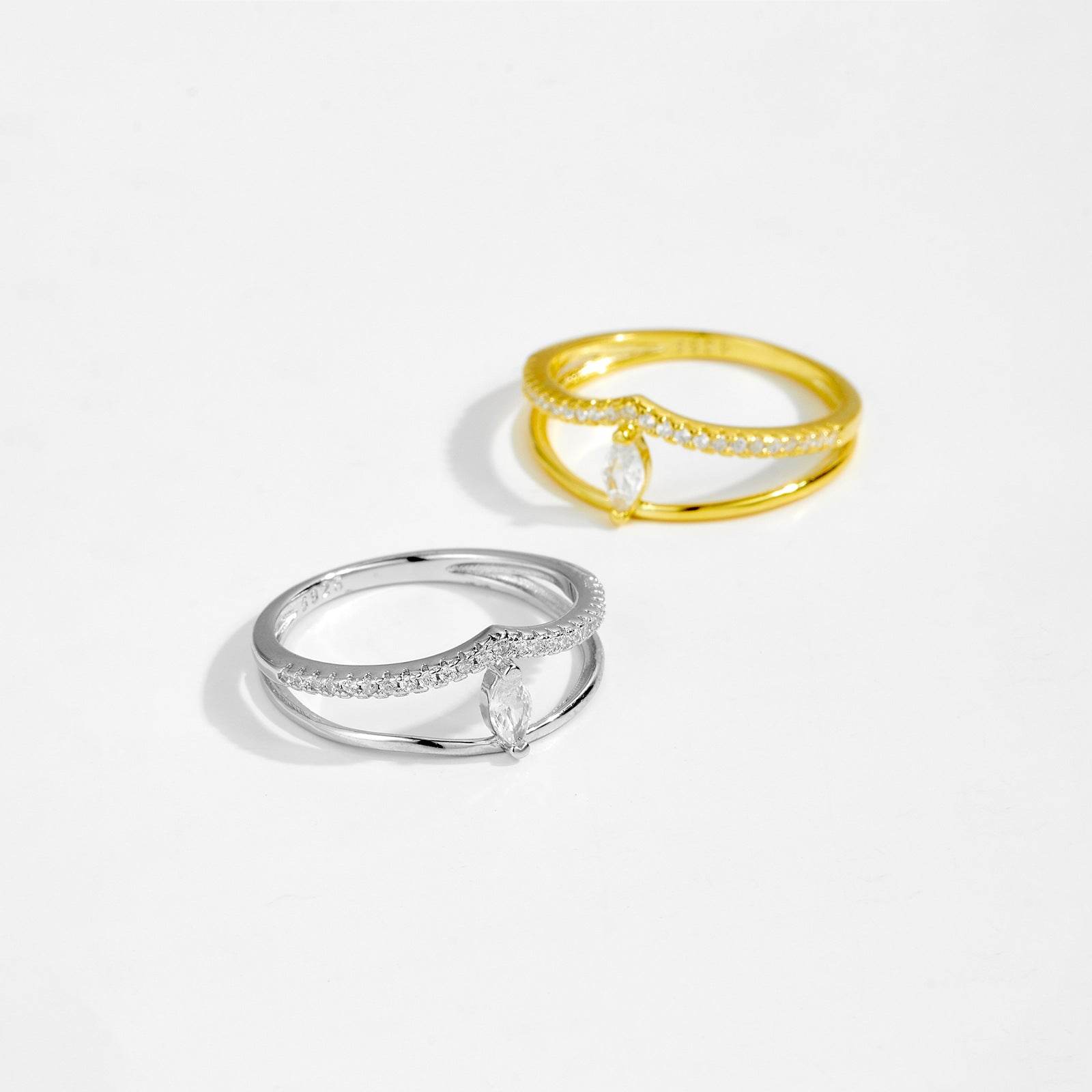 Buy Center Trendy Zircon Twin Ring - Affordable Luxury for Women - Buy Center