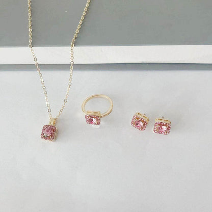 Square Women's Fashion Jewelry Set - Necklace, Earrings & Ring Trio - Buy Center