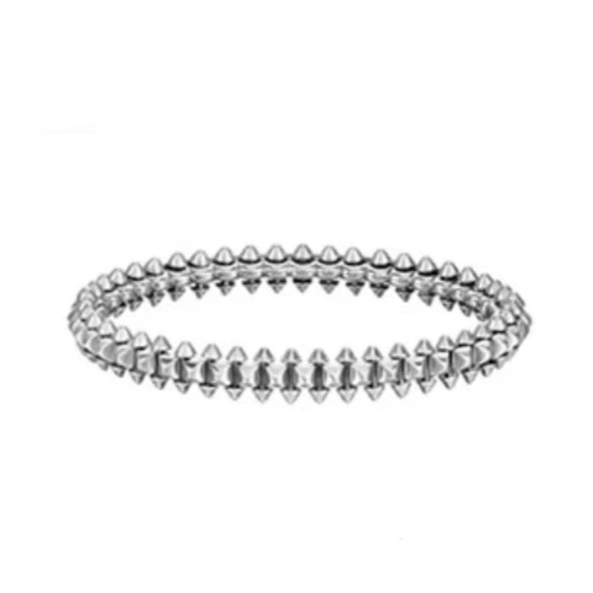 Versatile S925 Sterling Silver Rivet Bracelet - Elegant Mesh Design & Glossy Finish - Buy Center