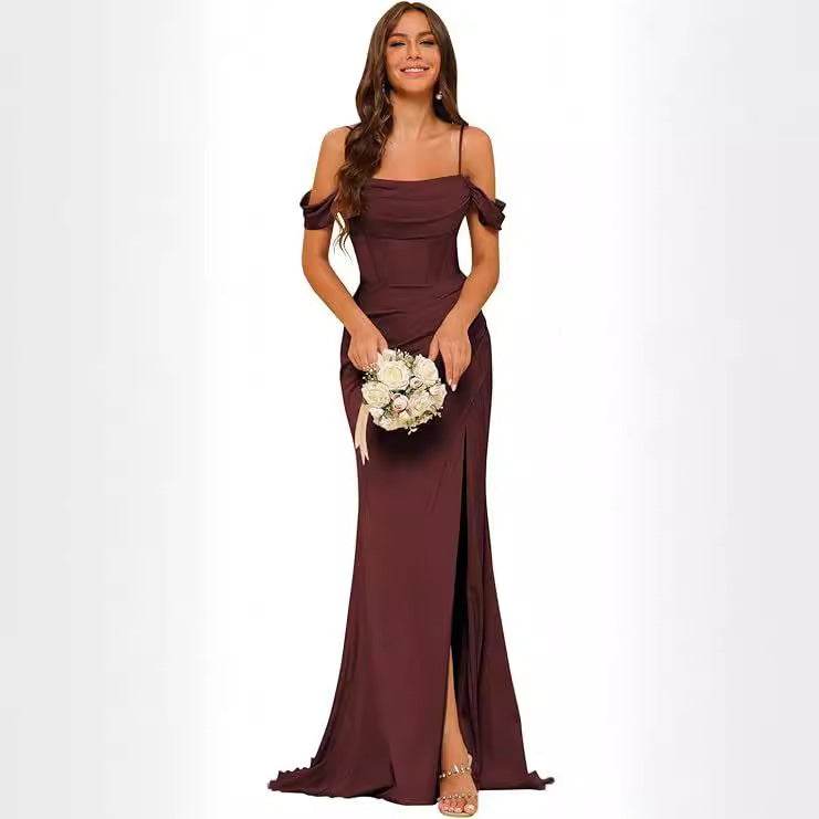 Buycenter Off-the-shoulder Satin Ball Gown - Dusty Rose & More Colors - Buy Center
