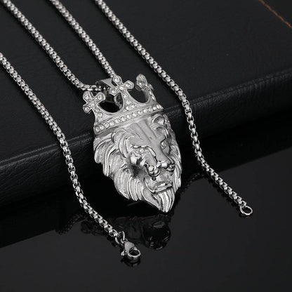 Street Style Gold Plated Crown Lion Pendant - Titanium Steel Keychain - Buy Center