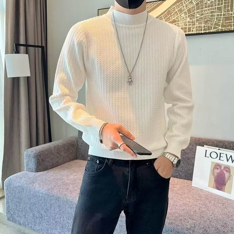 Men's Slim Fit Striped Sweater - Stylish Pullover in Black, White, Green - Buy Center