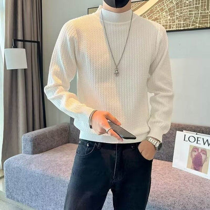 Men's Slim Fit Striped Sweater - Stylish Pullover in Black, White, Green - Buy Center