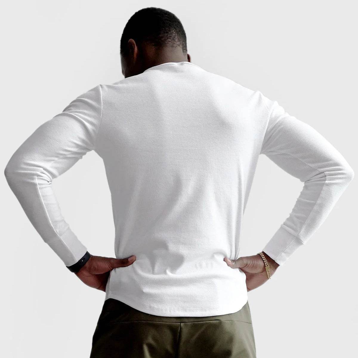 Men's Slim Fit Sports T-shirt - Long Sleeve Workout Top, Black & White - Buy Center