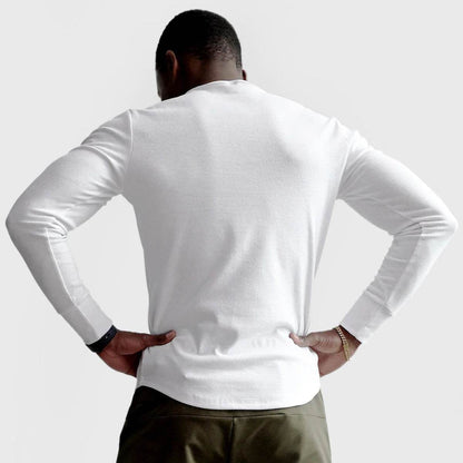 Men's Slim Fit Sports T-shirt - Long Sleeve Workout Top, Black & White - Buy Center