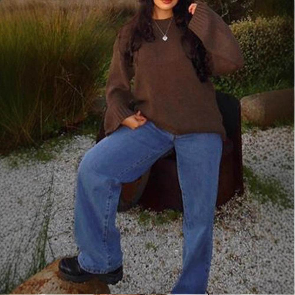 Versatile Loose-Fitting Long Sleeve Sweater - Stylish Comfy Pullover 2025 - Buy Center