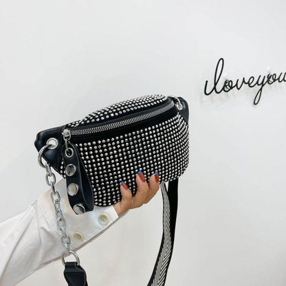 Sequin Women's Crossbody Bag - Silver & Black - Trendy Urban Fashion - Buy Center