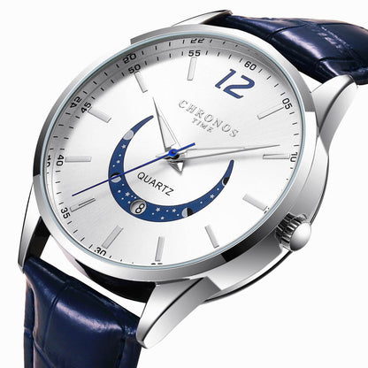 Men's Fashion Quartz Watch - Genuine Leather Strap, Stylish & Durable - Buy Center