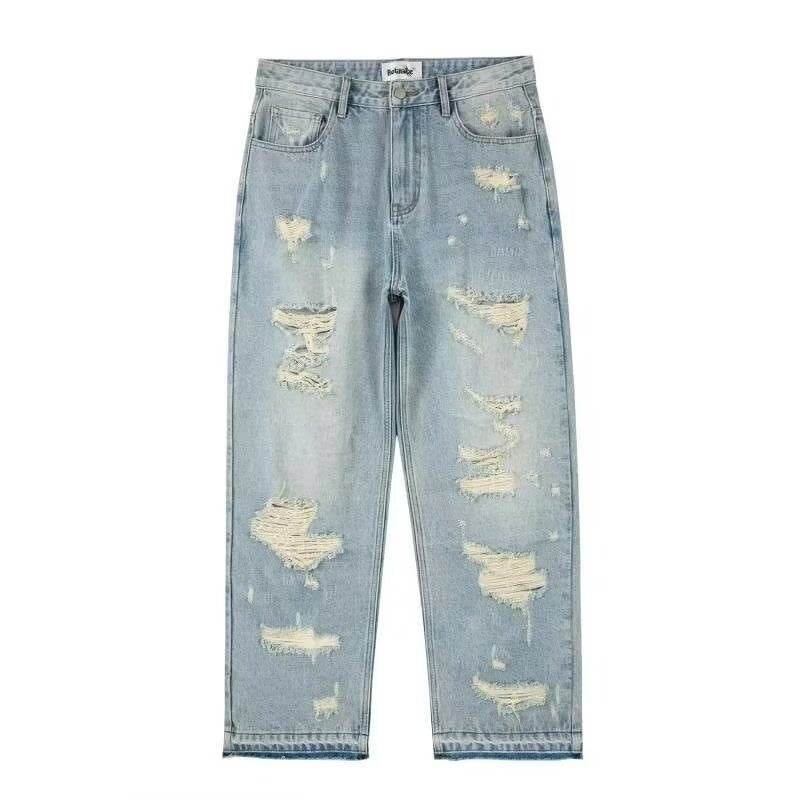 Retro Water Washed Wide Leg Jeans - Stylish Straight-Leg Denim Pants - Buy Center