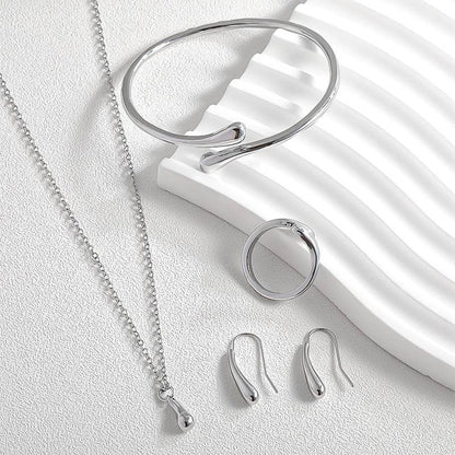 Four-Piece Drop-Shaped Jewelry Set - Necklace, Earrings, Ring & Bracelet - Buy Center