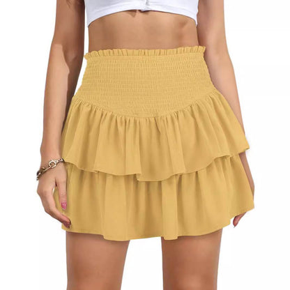 Buycenter High Waist Pleated Skirt - Slimming Solid Color Mini Style - Buy Center
