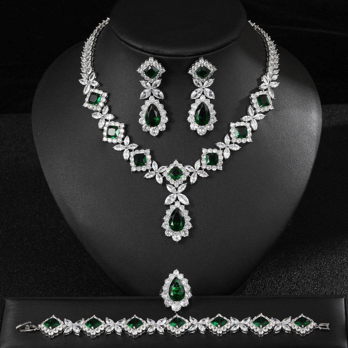 Buy Center European Luxury Zircon Jewelry Set - Necklace, Earrings, Ring - Buy Center