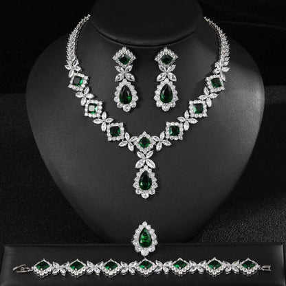 Buy Center European Luxury Zircon Jewelry Set - Necklace, Earrings, Ring - Buy Center