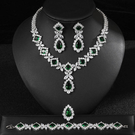 Buy Center European Luxury Zircon Jewelry Set - Necklace, Earrings, Ring - Buy Center