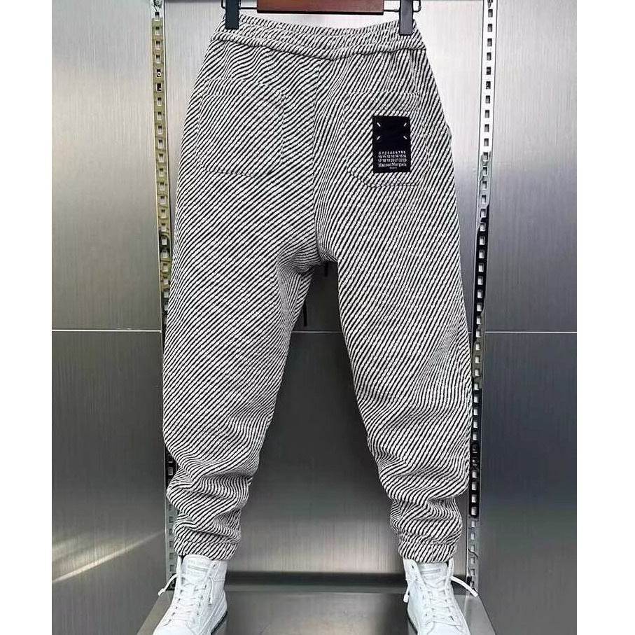 Fashionable Loose Ankle Banded Pants - Mid Waist, Elastic Waist Fit - Buy Center