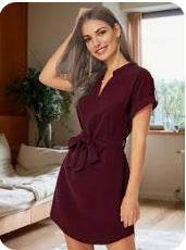 Women's Bowknot Short Sleeve Dress - Stylish Casual Wear in 7 Colors - Buy Center