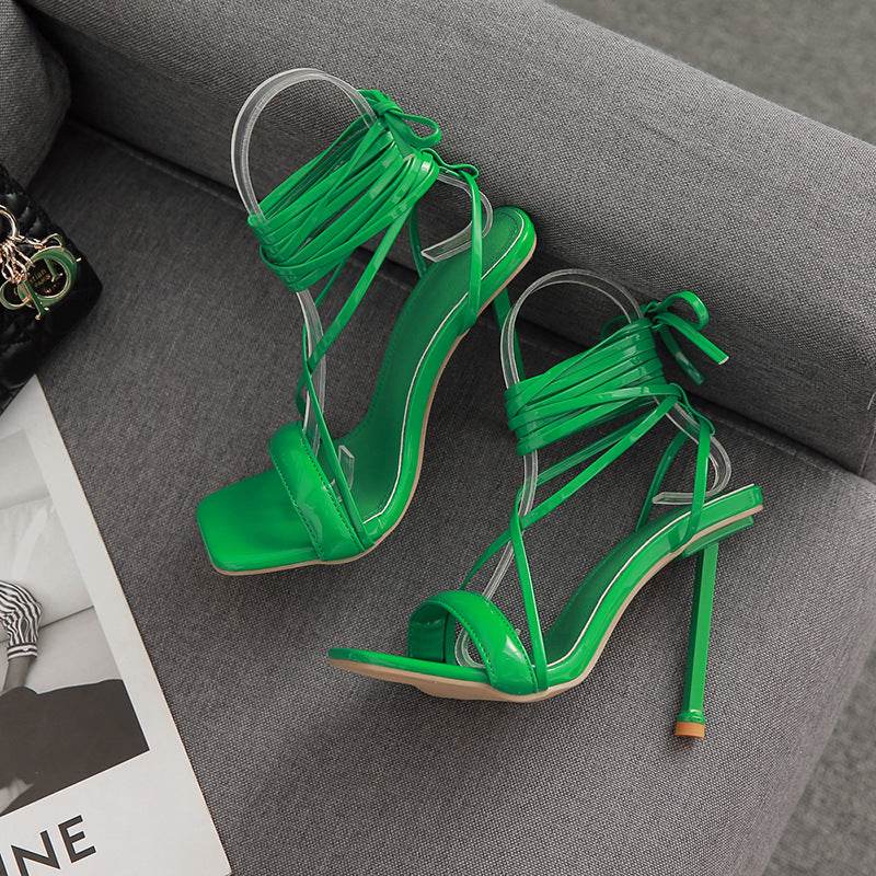 Fashion Tie Stiletto Sandals - Vibrant Catwalk Pumps for Bold Style - Buy Center