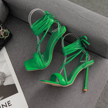 Fashion Tie Stiletto Sandals - Vibrant Catwalk Pumps for Bold Style - Buy Center