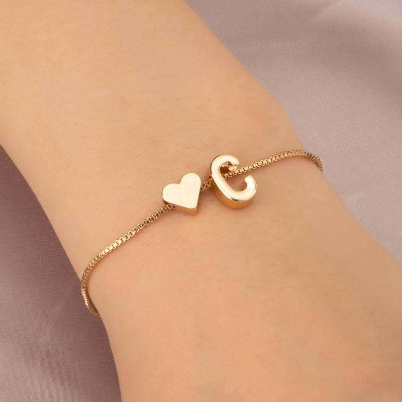 Cute Love Heart Bracelet - Personalized Couple Gift with English Letters - Buy Center