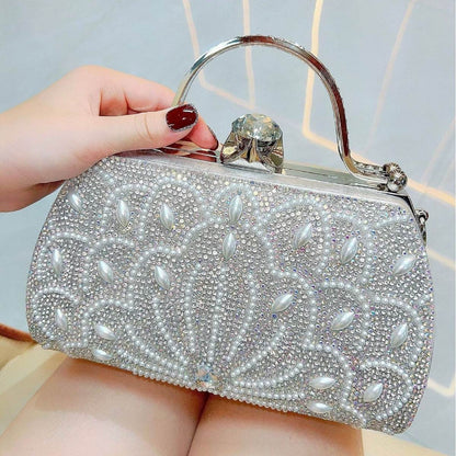 Buycenter Women's Rhinestone Handbag - Solid Color, Stylish Clutch Bag - Buy Center