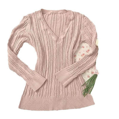 Gentle Pink Long Sleeve Sweater for Women - Stylish All-Match Layering - Buy Center