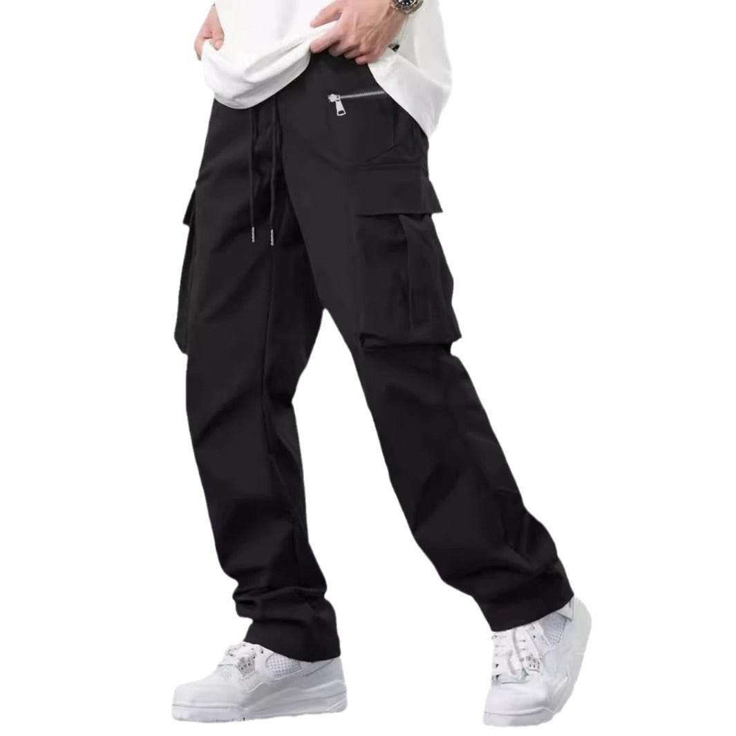 Casual Multi-Pocket Men's Overalls - Solid Color & Mid-Waist Style - Buy Center