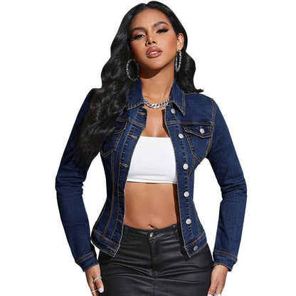 Buycenter Long Sleeve Denim Jacket - Stylish Lapel Pocket Design - Buy Center