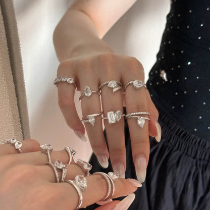 Buycenter S925 Sterling Silver Pear-Shaped Rhinestone Ring - Affordable Luxury - Buy Center