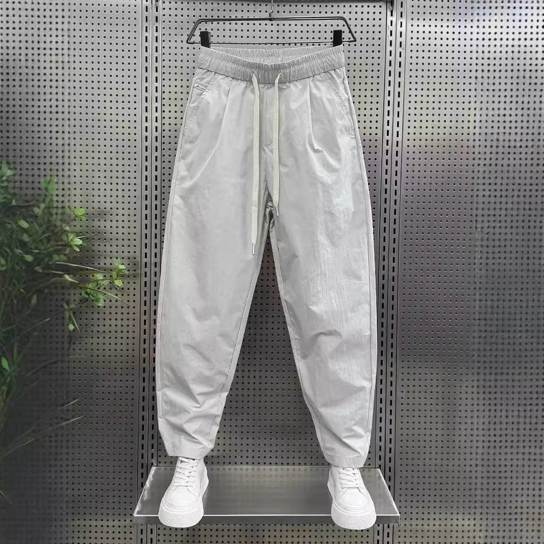 Men's Casual Ankle-Length Sports Pants - Solid Color High Waist Trousers - Buy Center
