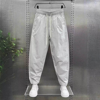 Men's Casual Ankle-Length Sports Pants - Solid Color High Waist Trousers - Buy Center