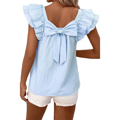 Buycenter Women's Short-Sleeved T-Shirt with Bow - Casual Loose Fit - Buy Center