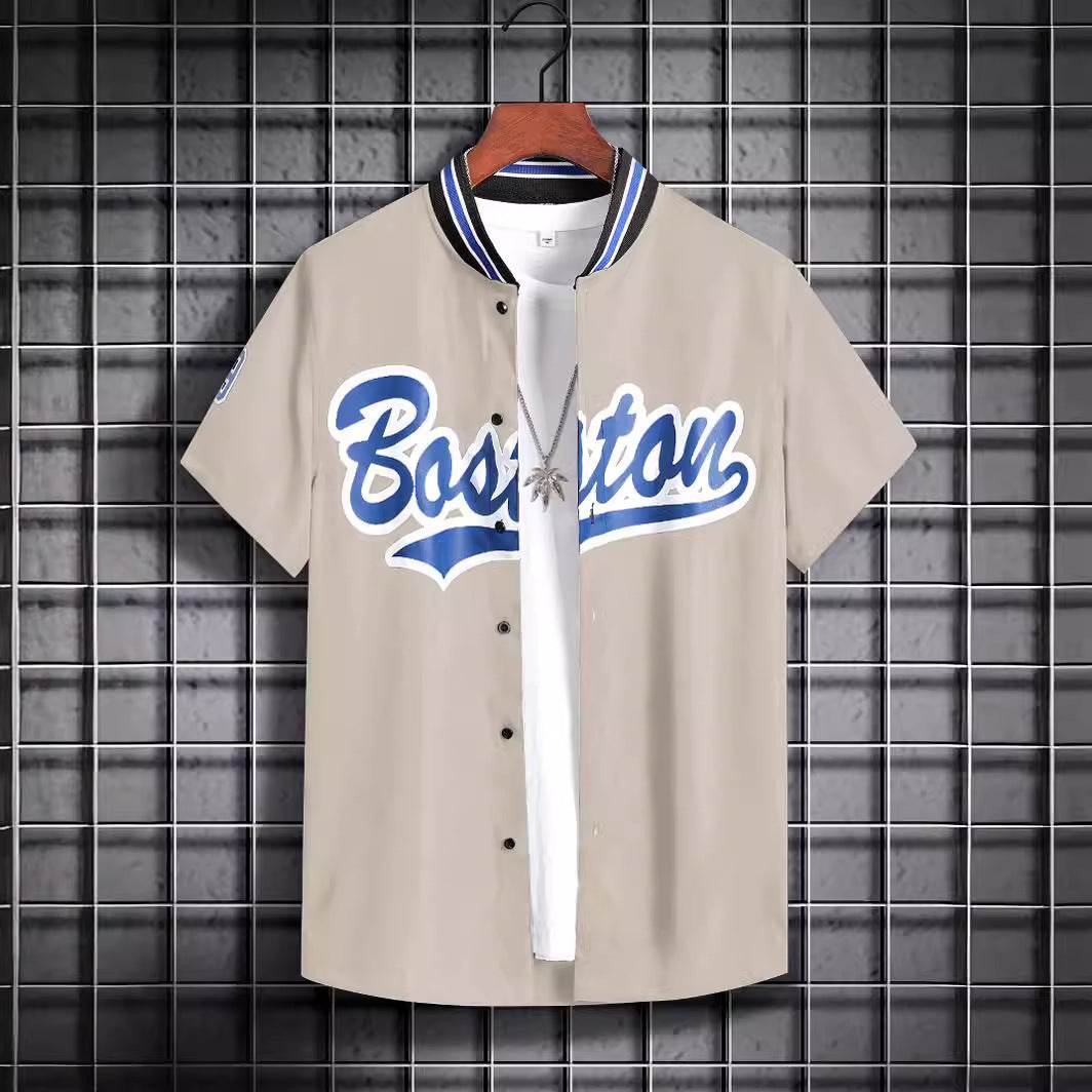 Loose Printed Letters Casual Shirt - Breathable Korean Style in 6 Colors - Buy Center