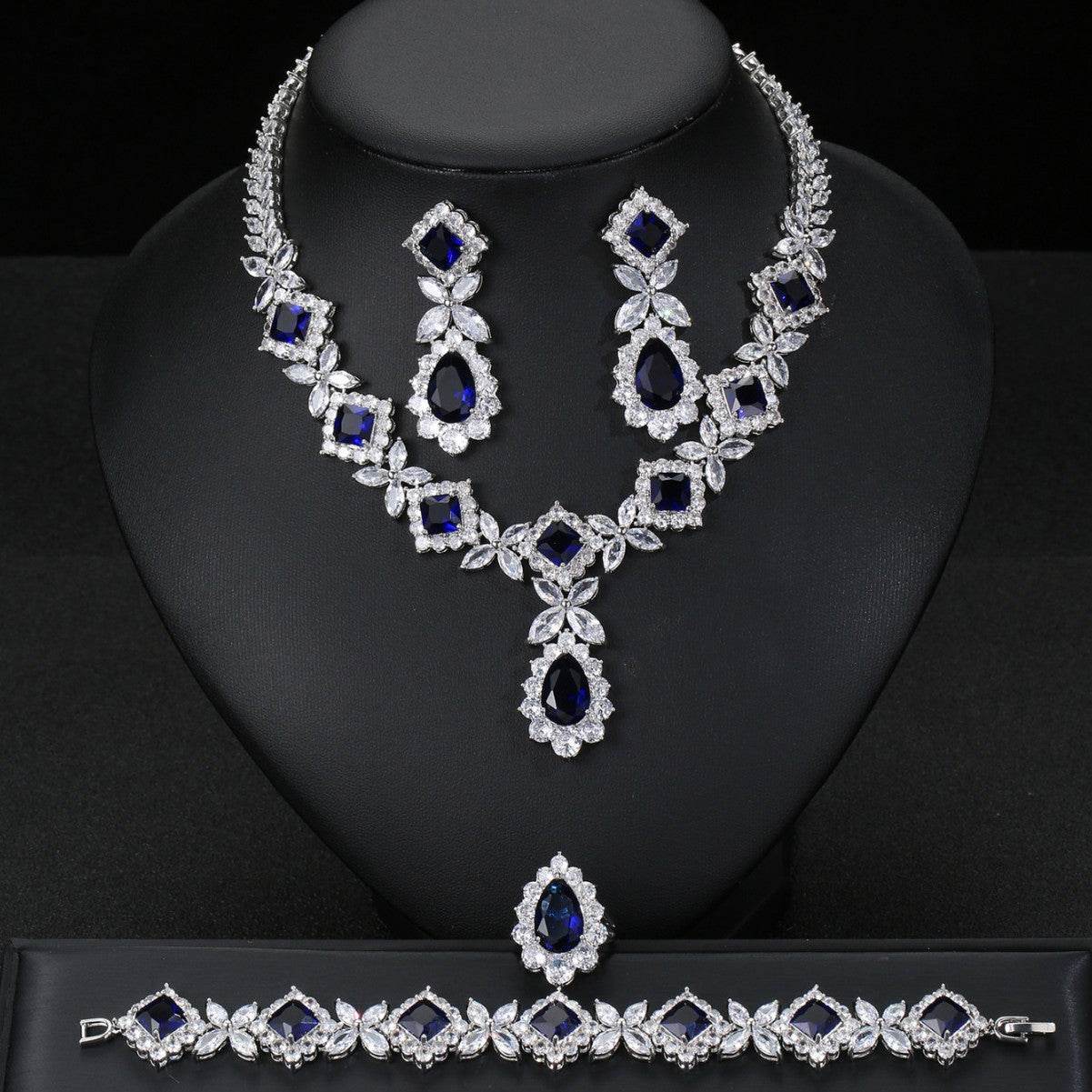 Buy Center European Luxury Zircon Jewelry Set - Necklace, Earrings, Ring - Buy Center