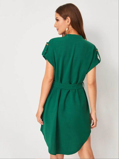Women's Bowknot Short Sleeve Dress - Stylish Casual Wear in 7 Colors - Buy Center