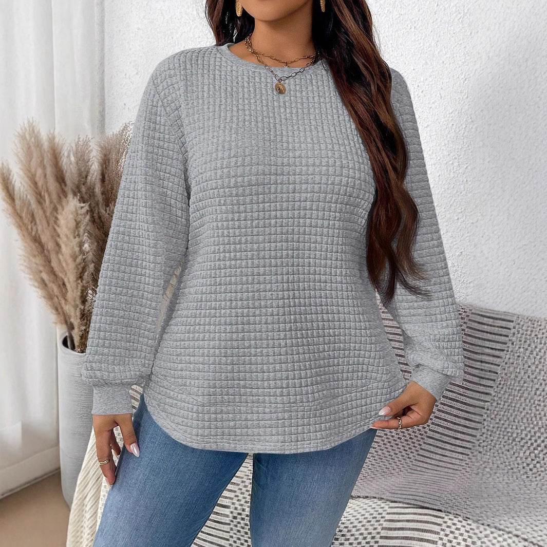 Women's Casual Pullover Sweater - Solid Color Plaid, Sizes XL to 5XL - Buy Center