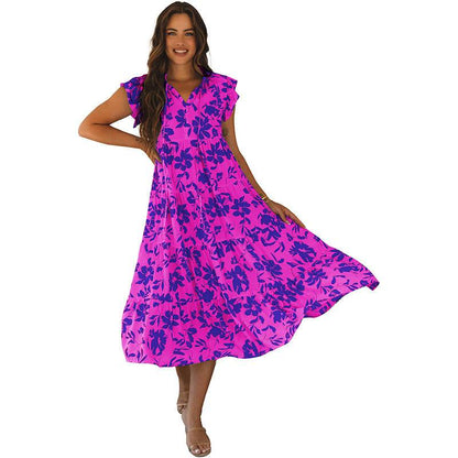 Buycenter Women's Floral Ruffle Sleeve Dress - Sweet Style & Fresh Look - Buy Center