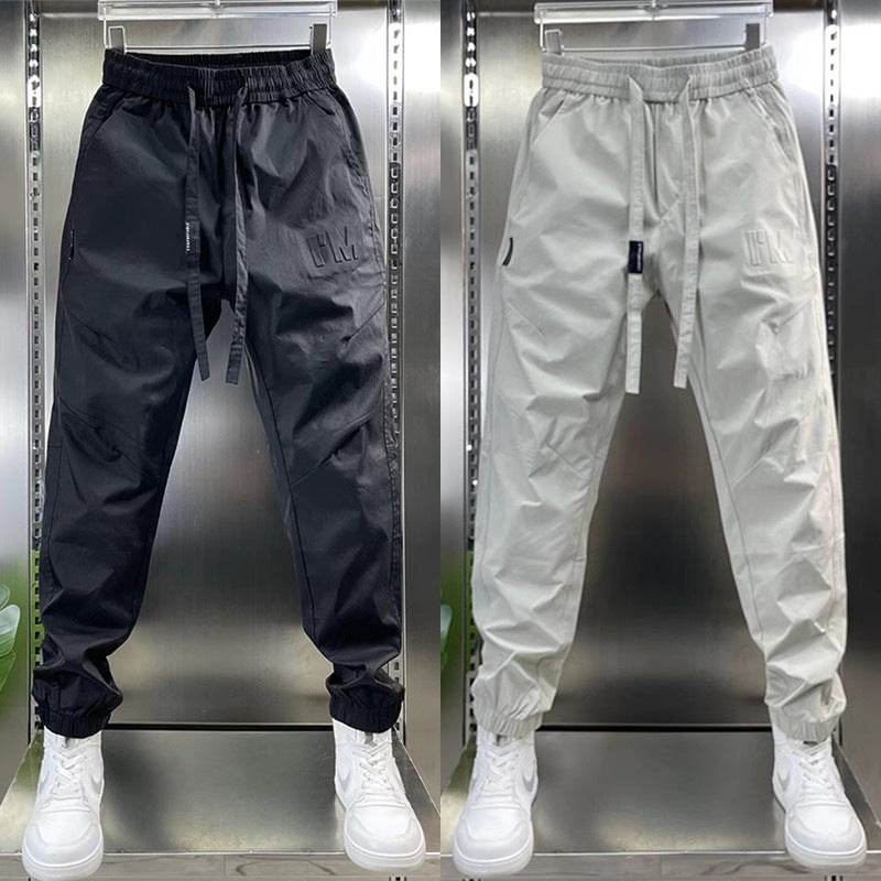 Men's Cargo Pants - Letter Print Ankle Band, Drawstring Style Slacks - Buy Center