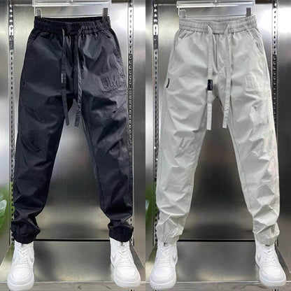 Men's Cargo Pants - Letter Print Ankle Band, Drawstring Style Slacks - Buy Center