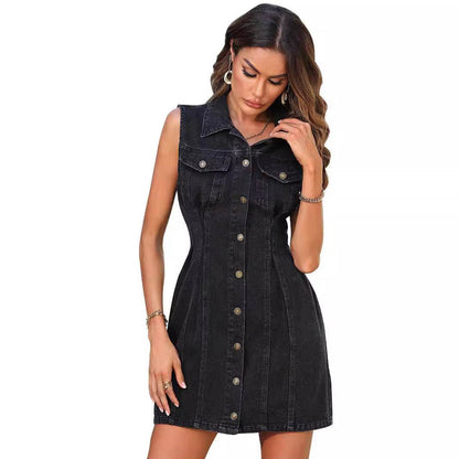 Buycenter Slim-Fit Denim Dress - A-Line Mid Skirt for Elegant Style - Buy Center
