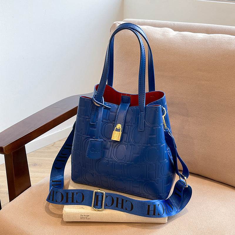 Buycenter Retro One-Shoulder Bucket Bag - Solid Color, Fashionable Design - Buy Center