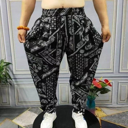 Loose-Fitting Chinese Style Harem Pants - Plus Size Fleece-Lined Comfort - Buy Center